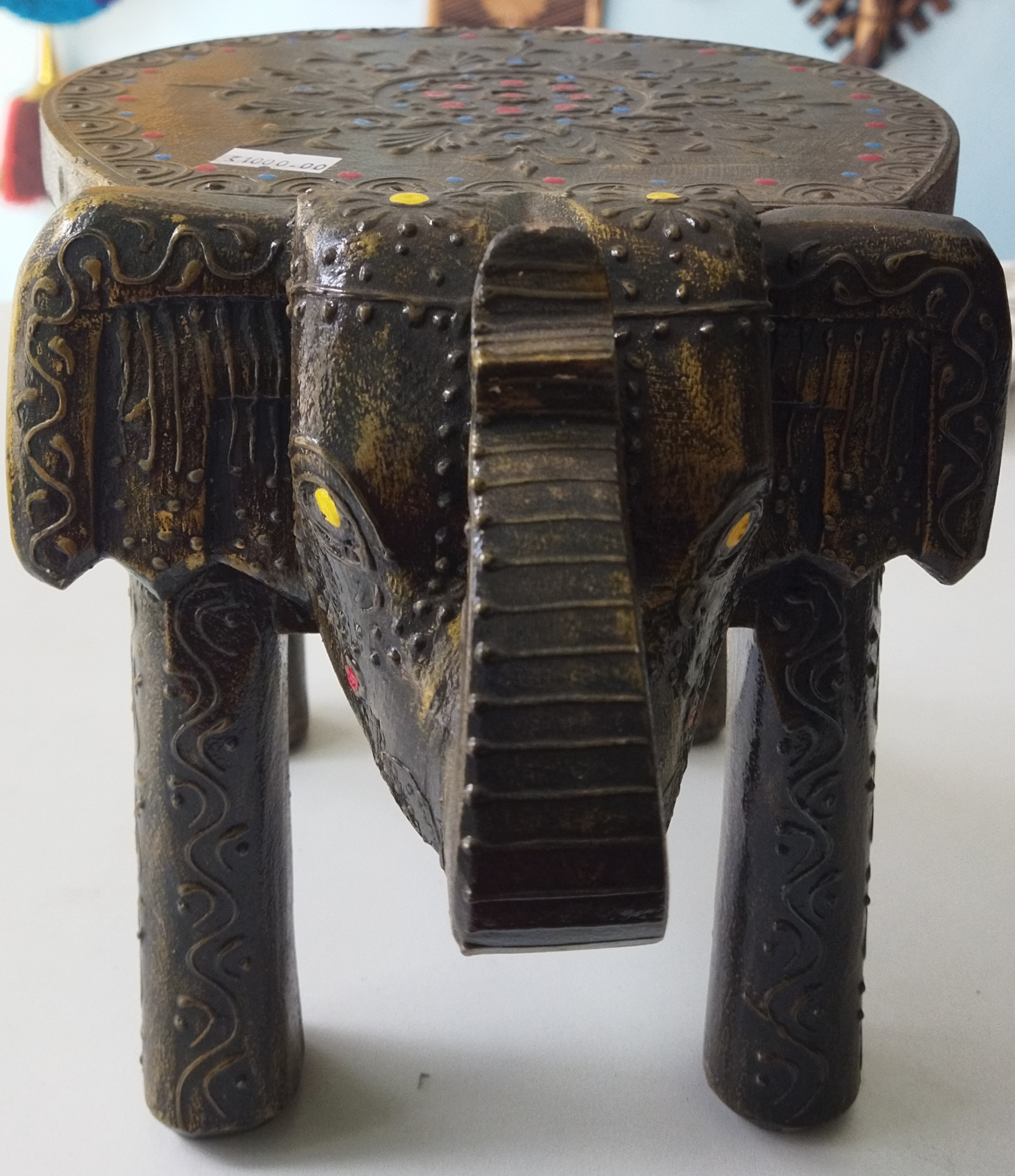 Elephant stool wooden black
